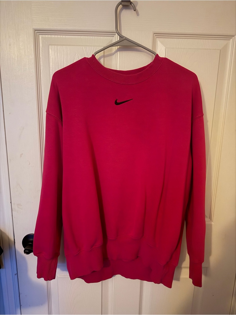 Nike Women's Oversized Sportswear Phoenix Sweatshirt -Hot Pink with Black Swoosh